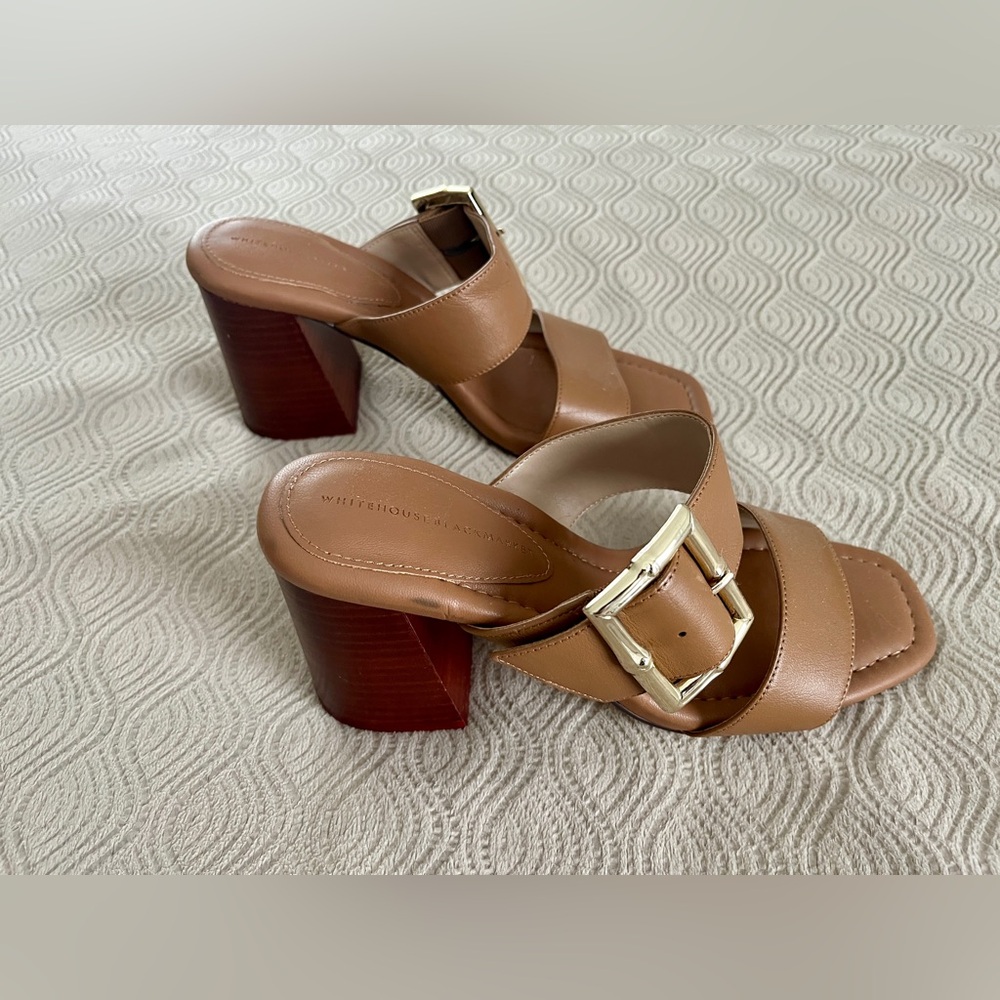 White House Black Market Block Heel Sandals in brown size 8.5 🆕 - Picture 6 of 9